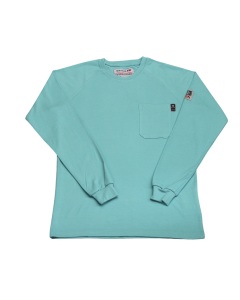 BLUE COLLAR FR BC0204FR-AQ MENS 100% COTTON FR CREW NECK T-SHIRT AQUA