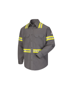 BULWARK SLDTGY MEN'S FR MIDWEIGHT ENHANCED VISIBILITY UNIFORM SHIRT