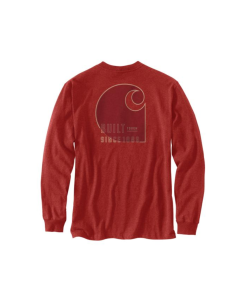 CARHARTT 105426 LOOSEFIT HEAVWEIGHT LS POCKET TOUGH GRAPHIC TEE, CHILI PEPPER HEATHER