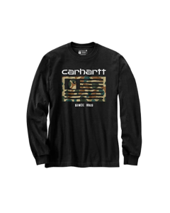 CARHARTT 105429 MEN'S RELAXED FIT MIDWEIGHT LS CAMO FLAG GRAPHIC TEE