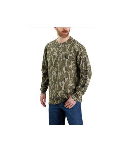 CARHARTT 105483 LOOSE FIT HEAVYWEIGHT LS POCKET CAMO LOGO GRAPHIC T-SHIRT, MOSSY OAK BOTTOMLAND CAMO