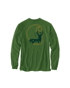 CARHARTT 105487 LOOSE FIT HEAVYWEIGHT LS HUNT GRAPHIC TEE, ARBORVITAE HEATHER