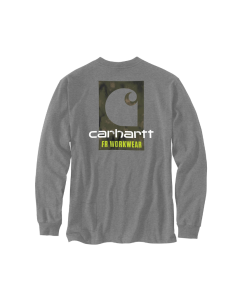 CARHARTT 105783 FR FORCE LOOSE FIT LIGHTWEIGHT LS GRAPHIC TEE, GRANITE HEATHER