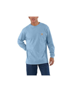 CARHARTT K126 LS WORKWEAR CREWNECK POCKET TEE, ALPINE BLUE HEATHER