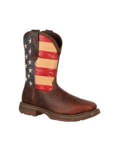 DURANGO DB020 MENS 11" REBEL FLAG STEEL TOE PULL ON WORK BOOTS