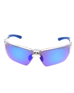 MCR DM1328B DOMINATOR DM3 CLEAR FRAME, BLUE LENS Z87 SAFETY GLASSES