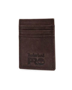 TIMBERLAND PRO DP004/73 MEN'S LEATHER FRONT POCKET WALLET W/ MONEY CLIP, DARK BROWN