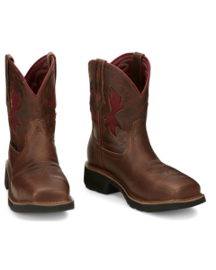JUSTIN GY9962 WOMENS LATHEY COMPOSITE TOE PULL ON WORK BOOTS