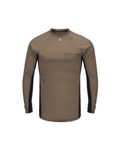 BULWARK MPS8KH 5.5OZ MENS FR BASELAYER W/MESH GUSSET LONG SLEEVE T-SHIRT KHAKI