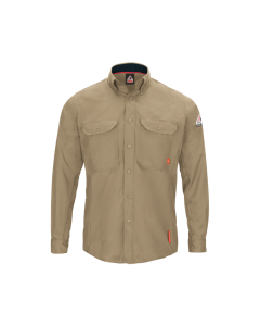 BULWARK QS53KH WOMENS FR IQ LIGHTWEIGHT LONG SLEEVE SHIRT KHAKI