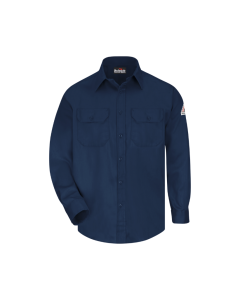 BULWARK SLU8NV MENS FR EXCEL LONG SLEEVE WORK SHIRT NAVY